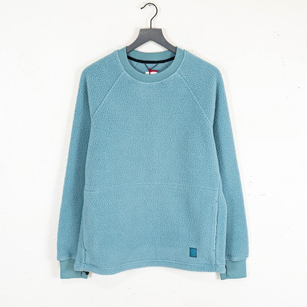 TOPO Designs Mountain Fleece Crewneck Sweater Slate Blue Medium NWT